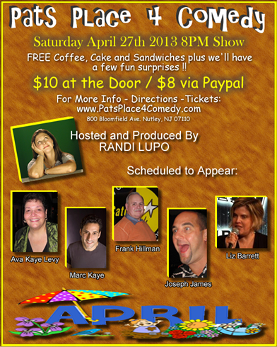 Our April 2013 Pats Place Comedy Show Comedians